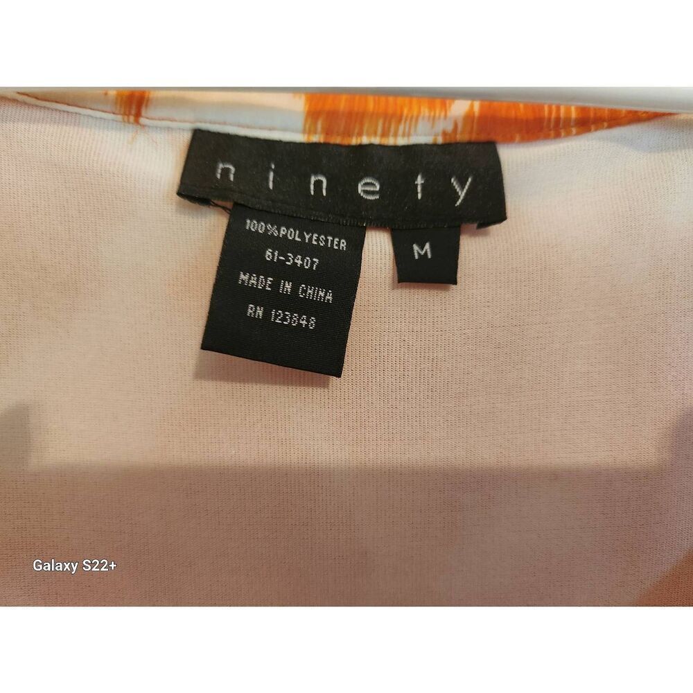 F21 Ninety ruffly orange and white floral blouse sleeveless tank w/straps - Picture 3 of 9